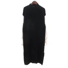 グレイル GRL ワンピース ニット ロング ハイネック 長袖 切替 L 黒 ブラック アイボリー /MN