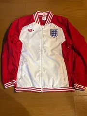 イングランド代表　umbro　アンブロ　ナイロンジャケット　プレミアリーグ　サッカーウェア　レッド×ホワイト　XL　ナイロンジャケット　NIKE　アンブロ　PUMA　asics　オニツカタイガー　トラックジャケット　ブルゾン