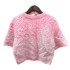 ザラ ZARA ニット セーター 半袖 ケーブル グラデーション ラメ M ピンク /MN