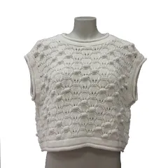 ザラ ZARA ニットベストプルオーバー L 白 オフホワイト /MS