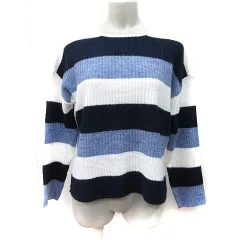 ノーティードッグ Naughty dog ニット セーター ボーダー 長袖 M 白 ホワイト 紺 ネイビー /YI ●RY