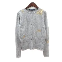 フレンチコネクション FRENCH CONNECTION カーディガン ニット スパンコール ビーズ ウール L グレー /MN
