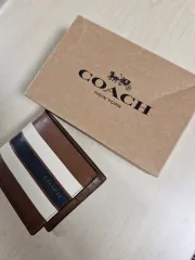 COACH メンズ 二つ折り財布 コインポケット ストライプ フルセット