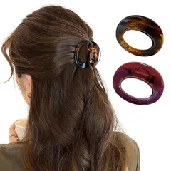 Fesanla バンスクリップ 小さめ 2個セット ヘアクリップ ハーフアップ 髪留め ミニ ヘアアクセサリー 髪クリップ 軽い 髪飾り 大人 レディース 日常 通勤 (アンバー+ダークレッド)