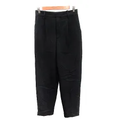 ザラ ZARA テーパードパンツ スラックス センタープレス ロールアップ S 黒 ブラック /AU