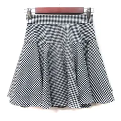 スナイデル SNIDEL フレアスカート ミニ ギンガムチェック 0 XS 黒 ブラック 白 ホワイト /YI