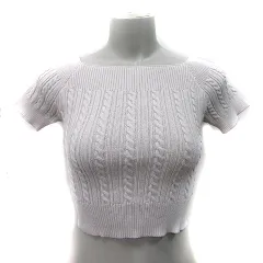 ジェイダ GYDA ニット セーター クロップド ケーブル 半袖 F ベージュ /YI