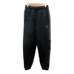 プーマ PUMA ジョガーパンツ ロゴプリント 裏起毛 S 黒 ブラック /MN