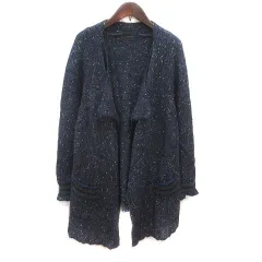 アルチザン ARTISAN カーディガン ニット モヘヤ混 長袖 9 紺 ネイビー 白 ホワイト /MS