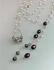 【未使用品】天然淡水パール 超ロングネックレス 122cm シルバー刻印 バロック