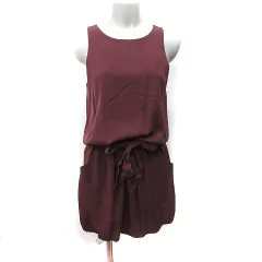 セオリー Theory ワンピース ひざ丈 ノースリーブ 0 XS 赤 ボルドー /YI