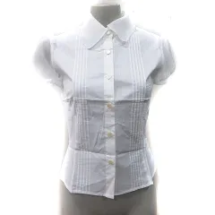 ナチュラルビューティー NATURAL BEAUTY シャツ ブラウス シアー 切替 シフォン S 白 ホワイト /YI