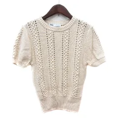 ザラ ZARA ニット セーター 半袖 M 白 アイボリー /MN
