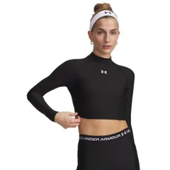 アンダーアーマー レディース トップス シャツ Under Armour Womens HeatGear Crop Mock Long Sleeve Ultimate BlackWhite ホワイト