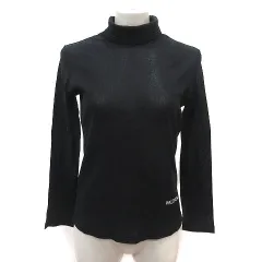 バレンザ VALENZA カットソー タートルネック シアー ラインストーン 長袖 40 黒 ブラック /MS