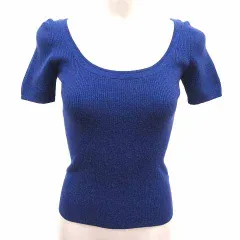 ピンキー&ダイアン ピンダイ PINKY&DIANNE ニット カットソー ラメ 半袖 ウール 38 M 青 ブルー /YK