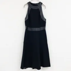GUCCI　グッチ　ノースリーブワンピース　レザー切り替え　シルク　レーヨン　ブラック　イタリア製　レディース　XS　b00759