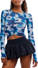 フリーピープル レディース トップス シャツ ギャザー FP Movement Womens Tempo Ruched Long Sleeve Blue Tie Dye ブルー
