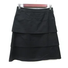 オフオン ofuon タイトスカート ひざ丈 ティアード 黒 ブラック /YI