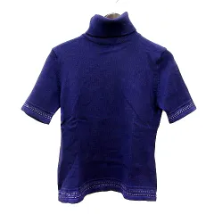 アンタイトル UNTITLED ニット セーター タートルネック 刺繍 半袖 ウール 9 M 紫 パープル /MN