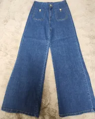 ボタン ワイド デニム パンツ 新品