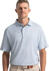 フットジョイ メンズ トップス ポロシャツ プリント FootJoy Mens Hidden Palm Print Performance Golf Polo ChambrayWhite ホワイトのサムネイル