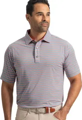 フットジョイ メンズ トップス ポロシャツ FootJoy Mens Pinstripe Cluster Striped Perfromance Golf Polo ChambrayNantucketのサムネイル