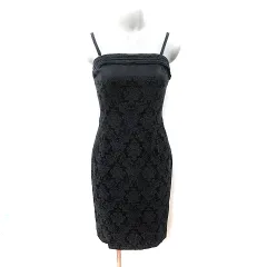 ルスーク Le souk キャミワンピース ひざ丈 総柄 36 S 黒 ブラック /YI