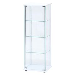 不二貿易 收藏展示櫃 公仔模型展示櫃 4層 寬42.5×深36.5×高120cm 白色 全面玻璃 組裝商品 低款 97341