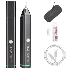 超音波切割刀 USB供電式 30W高輸出 手持式 40kHz 超音波切割機 可供電 一鍵式簡易操作 附40片替刃 自動斷電 附日語說明書 模型/紙/3D列印品/壓克力/輕質木材/PVC/皮革/布料/塑膠等