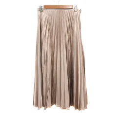 ザラ ZARA プリーツスカート ロング S ベージュ /MN