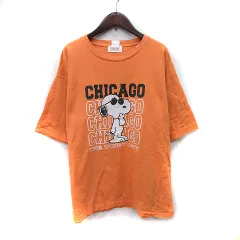 ピーナッツ PEANUTS Tシャツ カットソー 半袖 スヌーピー M オレンジ /YI