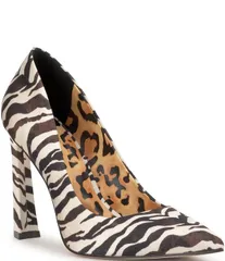 ジェシカシンプソン レディース シューズ ヒール プリント Jessica Simpson Omissia Zebra Print Pointed Toe Pumps NaturalBlack ブラック