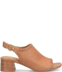 ソフト レディース シューズ サンダル レザー ヒール Sofft Lois Embossed Leather Slingback Heel Sandals Honey