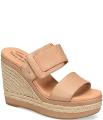 コークイーズ レディース シューズ スリッポン・ローファー サンダル レザー KorkEase Raya Leather Banded High Wedge Sandals Natural