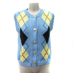 ザラ ZARA ベスト ニット 前開き アーガイル柄 マルチカラー /YI