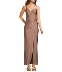 ハニーアンドロージー レディース トップス ワンピース サイドスリット Vネック アシンメトリー ドレープ Honey and Rosie VNeck Asymmetric Drape Front Side Slit Dress Coco