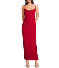 ハニーアンドロージー レディース トップス ワンピース マキシ Honey and Rosie Cowl Neck Shirred Bodycon Maxi Dress Red レッド