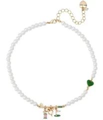 ベッツィジョンソン レディース アクセサリー ネックレス・チョーカー レース Betsey Johnson Golf Bib Pearl Collar Charm Necklace Green グリーン