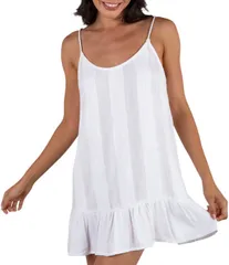 ハーレー レディース トップス ワンピース ミニ Hurley Dobby Gauze Stripe Scoop Neck Mini Dresswim CoverUp White ホワイトのサムネイル