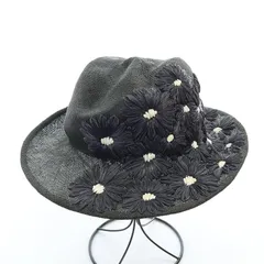 クールライプ COEUR RIPE 麦わら帽子 ストローハット フラワー 黒 ブラック ■SH /AK10 ■PN