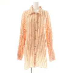アングリッド UNGRID ストライプルーズシャツ ブラウス 長袖 前開き コットン F オレンジ 白 /NR ■OS