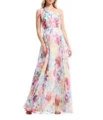 ドレスザポプレーション レディース トップス ワンピース シフォン フラワー柄 プリーツ フラワー Dress the Population Leandra Chiffone Shoulder Pleated Floralong Dress Ivory Mul