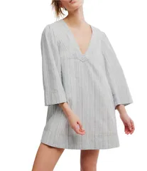 フリーピープル レディース トップス ワンピース Vネック A ライン バルーンスリーブ ミニ リネン Free People Goldie VNeck Linen Blend Balloon Sleeve ALine Mini Dress Indigo Co