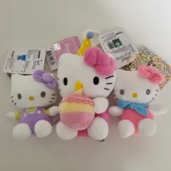 まとめ売り) 祝 誕生日 hello kitty(ハローキティ) ぬいぐるみ キーホルダー ライトパープル ピンク サンリオ
