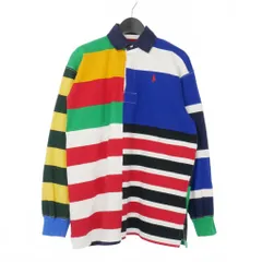 ポロ バイ ラルフローレン Polo by Ralph Lauren パッチワーク ストライプ ジャージー ラグビー シャツ XS マルチカラー