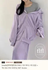 未開封 48% フラットパー マイクロファイバー 起毛 フリース フードジップアップ ライトパープル