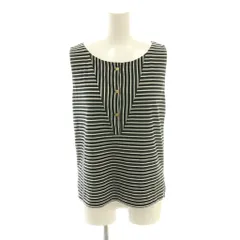 リエス Liesse 24SS ゴールド釦切り替えボーダータンクトップ 黒 ブラック 白 ホワイト ノースリーブ /AG ■OS