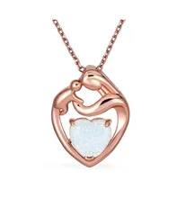 ブリング レディース アクセサリー ネックレス・チョーカー・ペンダントトップ レース Bling Jewelry Opal Heart Loving Mother Family Necklace Pendant Rose Gold Plated Silvero