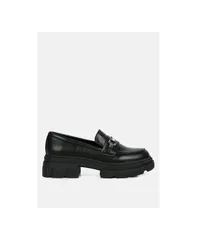ロンドンラグ レディース シューズ スリッポン・ローファー プラットフォーム London Rag Womens oklyn horsebit embellished chunky platform loafers Black ブラック